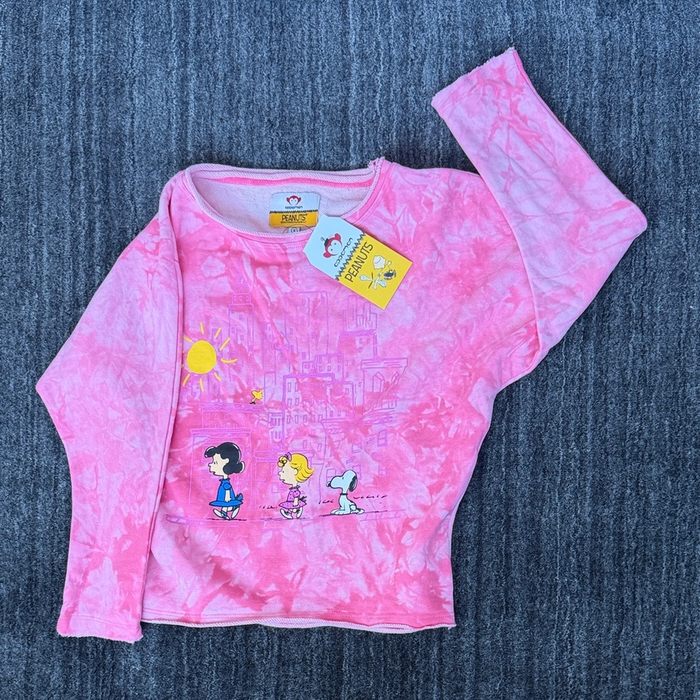 Appaman Peanuts Pink Tie-Dye Long Sleeve Tee with Lucy, Sally & Snoopy